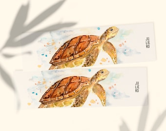 Meeresschildkröten-Lesezeichen, Schildkröten-Aquarell-Illustration, Original-Lesezeichen, Lesezeichen/ Niedliches Meeresschildkröten-Lesezeichen