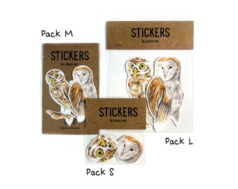 Owl and owl stickers, bird stickers S, M and L. Ideal for decorating mobile phones, PCs and other surfaces. Weather resistant. Scrapbooking.