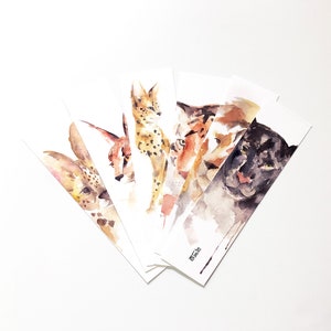 Bladwijzers met dieren, aquarelbladwijzers, bladwijzers voor boeken, leeuw, tijger, cheeta, panter... / Aquarelbladwijzer met wilde dieren