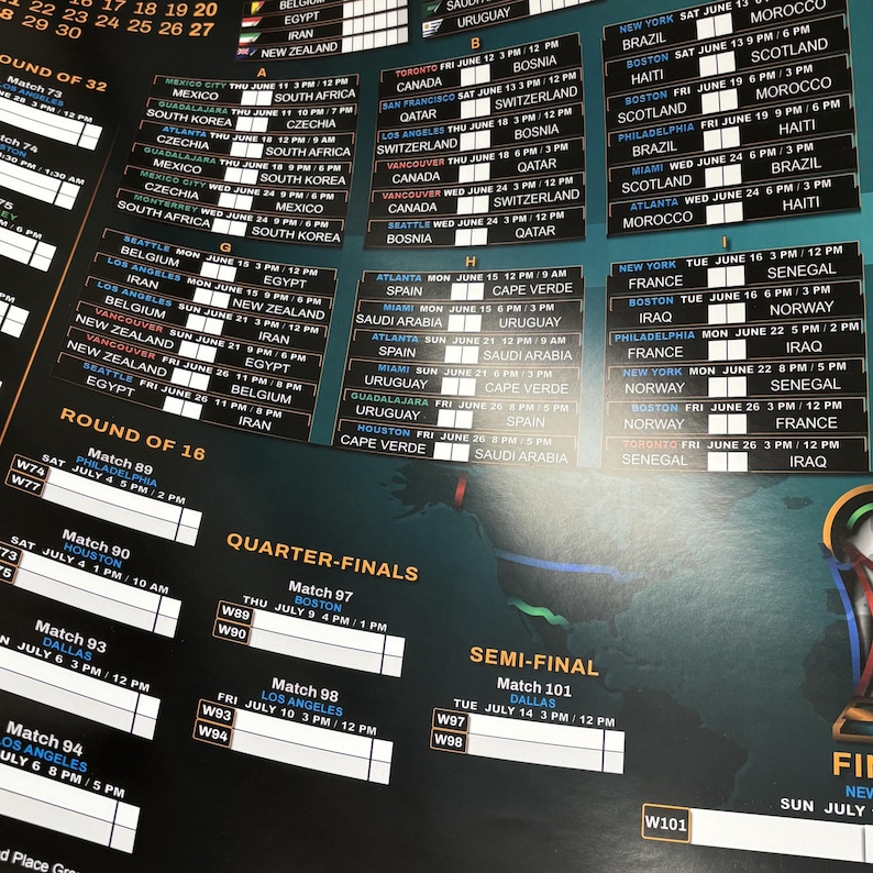 2026 World Soccer Cup Schedule Bracket Poster – Tournament Calendar ...