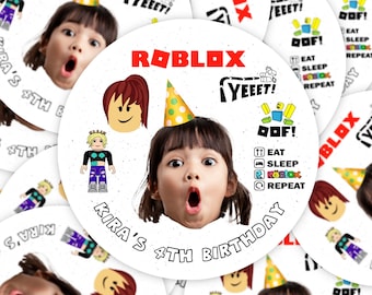 Custom Roblox Birthday Stickers: Girl's Face Party Favors