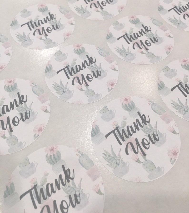 2 Cactus Watermark Packaging Thank You Stickers Shipping Supplies