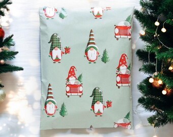 10x13 Christmas Gnomes Poly Mailers: Self Seal Shipping Bags