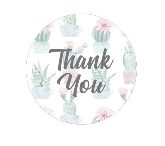 2 Cactus Watermark Thank You Stickers Packaging Etsy