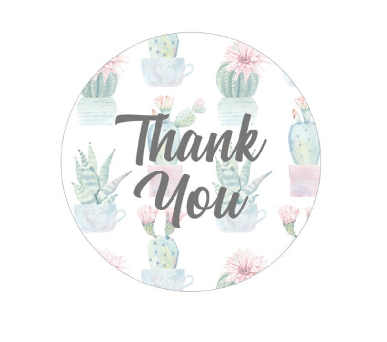2 Cactus Watermark Packaging Thank You Stickers Shipping Supplies