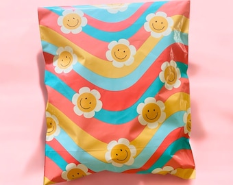10x13 Wavy Daisy Poly Mailers - Self Seal Shipping Bags