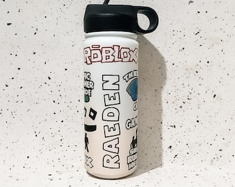 Personalized Roblox Stainless Steel Tumbler: Gamer Water Bottle, Add Your Avatar, Child Avatar