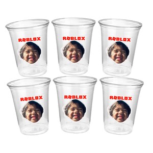 Custom Face Roblox Party Cups: Personalized Vinyl Print - BPA-Free