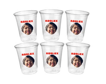 Custom Face Roblox Party Cups: Personalized Vinyl Print - BPA-Free
