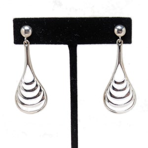 AVANT Sterling Silver Earrings / MODERNIST Silver Earrings / Vintage 1990s 90s Abstract Earrings / Avant Garde TEARDROP Sterling Earring