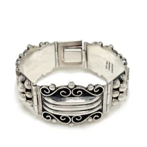 Sterling TAXCO Bracelet 6 3/4 | SPANISH Motif Silver Bracelet | Sterling Bracelet Size 6 3/4 | CHUNKY Sterling Silver Hollow Bracelet 6.75