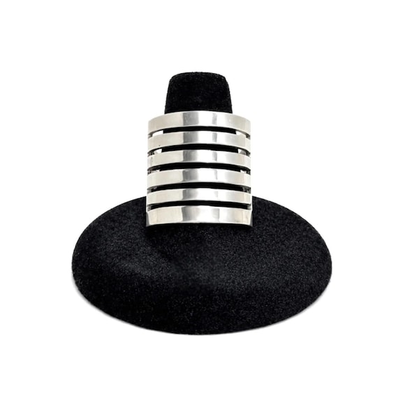 Stacked Cut Out Sterling Solid Ring Size 9 - image 1