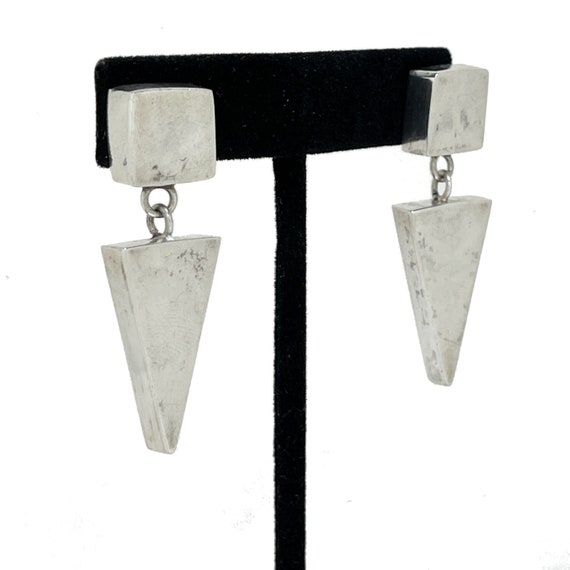 Sterling CUBE Dangle Earrings / MODERNIST Silver … - image 4