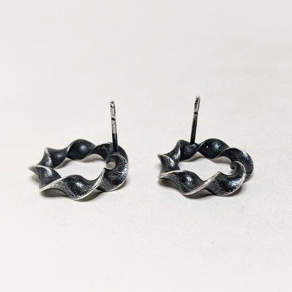 MODERNIST Earrings / SPIRAL Geometric Sterling Si… - image 6