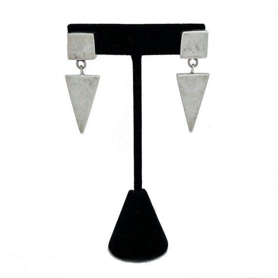 Sterling CUBE Dangle Earrings / MODERNIST Silver … - image 2