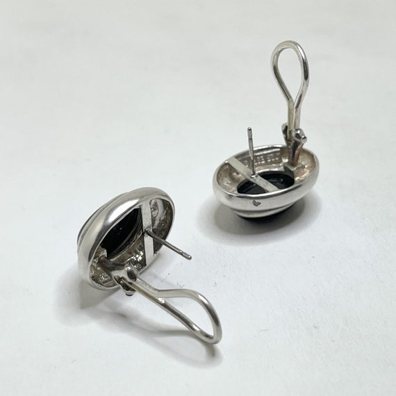 Vintage ONYX Silver Earrings | Minimalist 925 Ste… - image 6