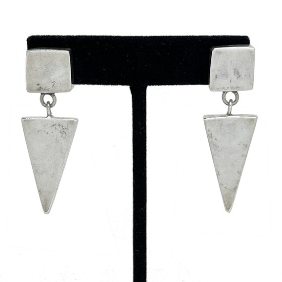 Sterling CUBE Dangle Earrings / MODERNIST Silver … - image 1