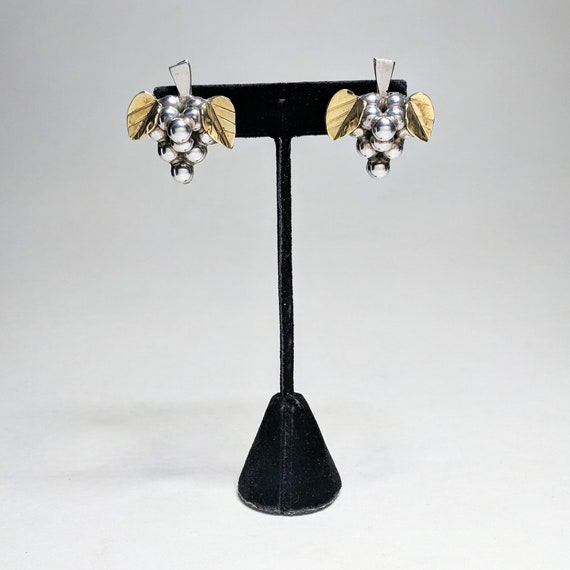 Modernist Vintage TAXCO Silver & Brass Hoops / Mi… - image 8