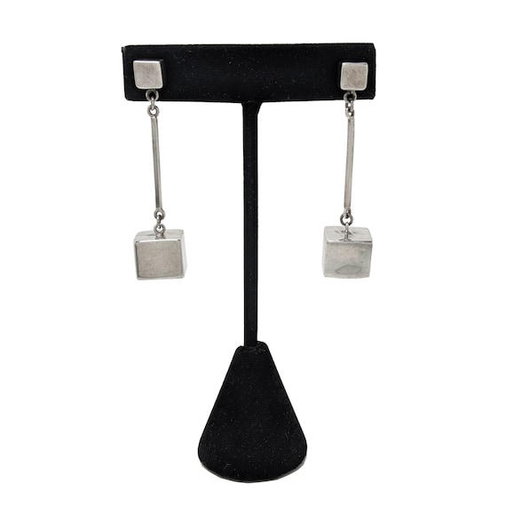 Sterling CUBE Dangle Earrings / MODERNIST Silver C