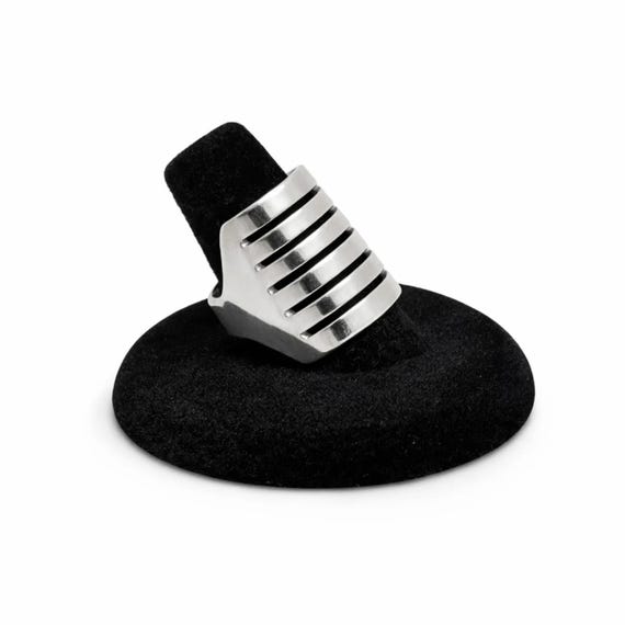 Stacked Cut Out Sterling Solid Ring Size 9 - image 2