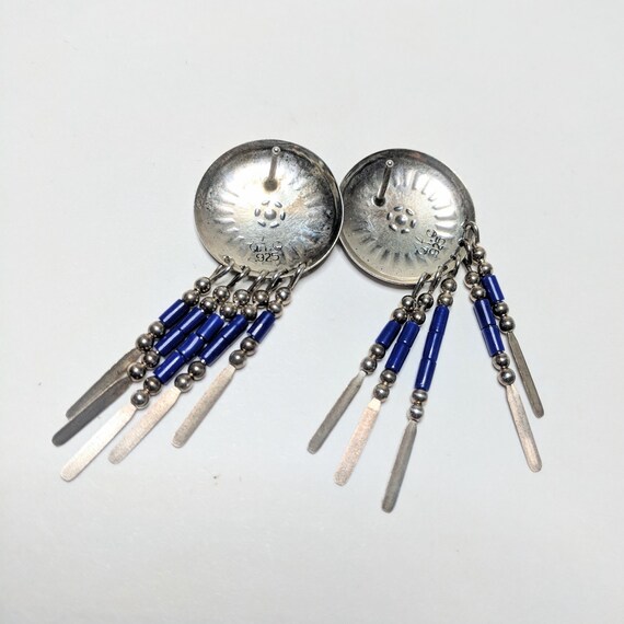Native American Sterling Beaded Earrings / Blue S… - image 6