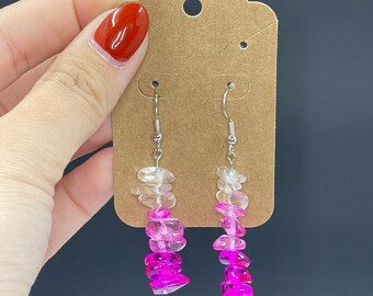 Ombré Pink Chip Bead Earrings