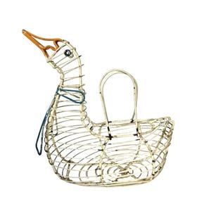 Vintage Metal Wire Egg Carrier Goose Primitive Cottagecore