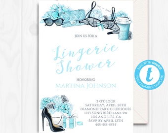 Lingerie Shower Invitation, Bridal Shower Lingerie Invitation, Bridal Shower Invites, Bridal Shower Invitation Template, Templett, LIN1