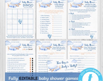 Airplane Baby Shower Games, Printable, EDITABLE Games Bundle, Templates, Travel Theme, Vintage, Boy, Price is Right, Bingo, Templett, AIR1