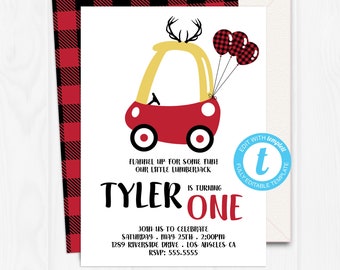 Lumberjack Invitation / Lumberjack First Birthday / Lumberjack Party / Lumberjack Printable / Lumberjack Template Download Boy Templett LUM2