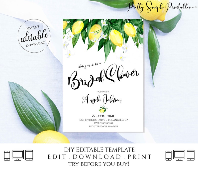 Citrus Bridal Shower Invitation Lemon Invitation Bridal Etsy