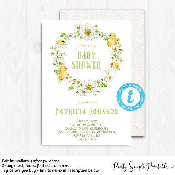 Spring Baby Shower Invitation Gender 