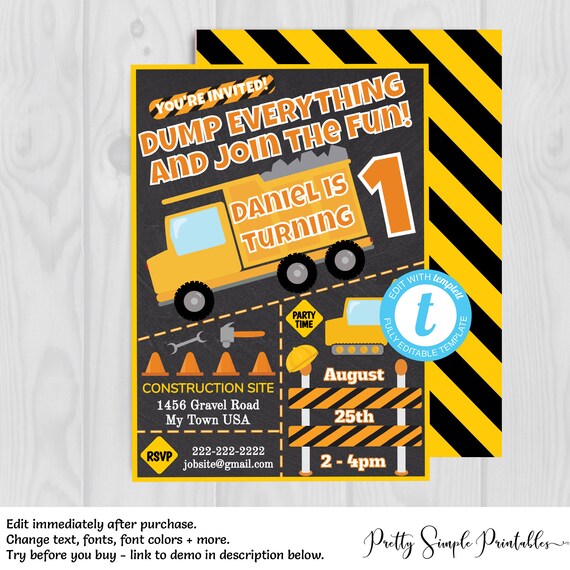 Construction Party Invitations Template