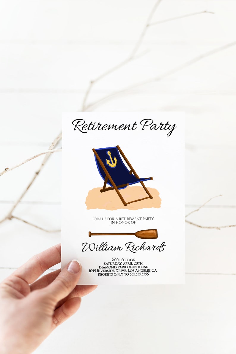 Nautical Retirement Invitation Editable, Retirement Party Invitations for Men, Man Instant Download Printable Template Digital orjl RET2 image 6