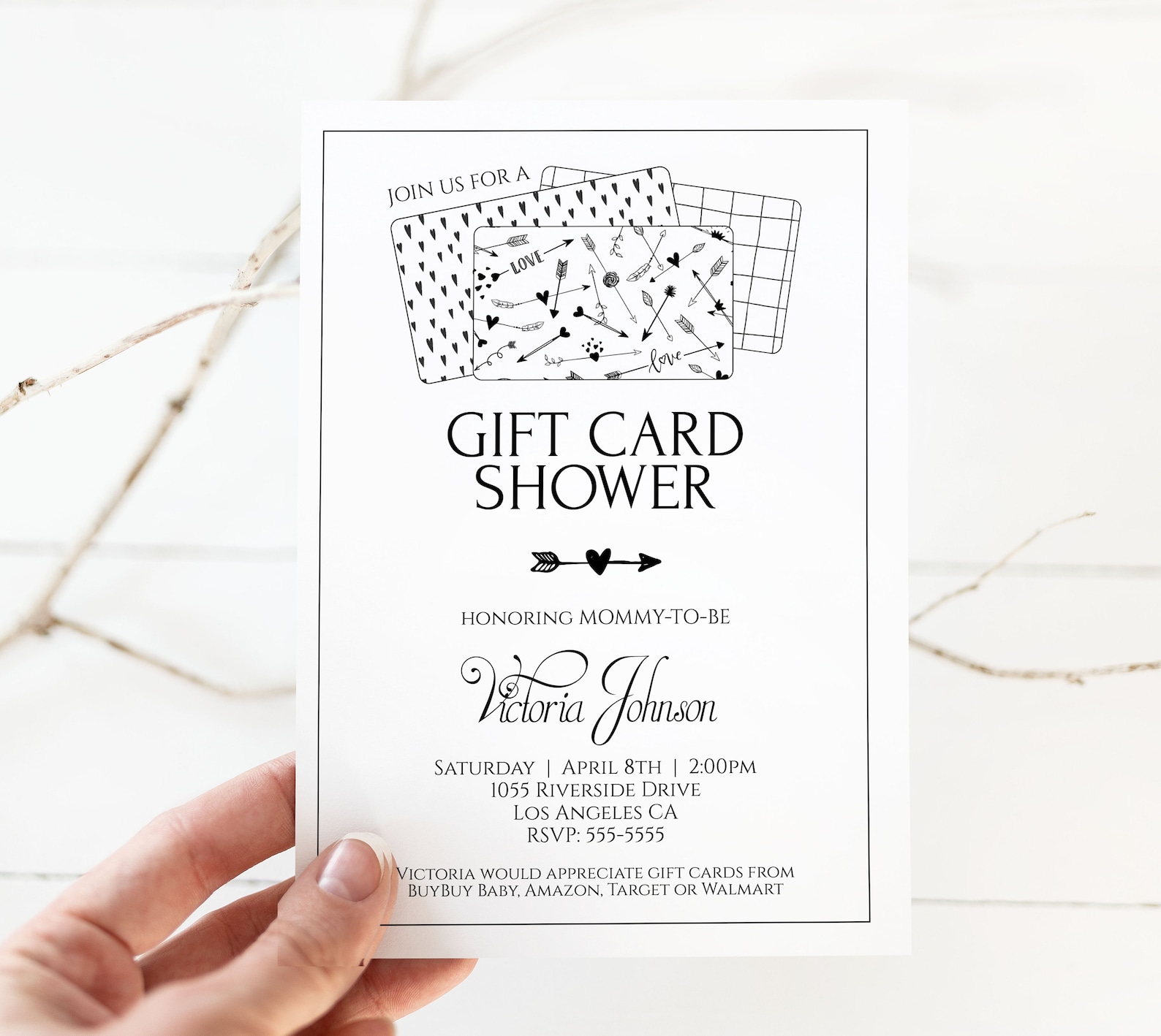 Gift Card Shower Invitation, Gift Card Baby Shower Invitation, Boy