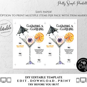 Halloween Invitation, Cocktails and Costumes Invitation Printable Boos and Booze Editable Halloween Costume Party Invite Adult Corjl HAL2 image 7