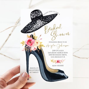 Hats and Heels Invitation, High Heel Invitation, Hats and Heels Invite, Editable Bridal Shower Invitation,  Instant Download, Corjl BRD6