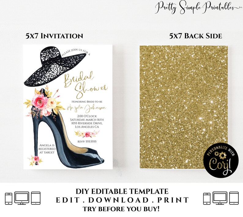 Hats and Heels Invitation High Heel Invitation Hats and - Etsy