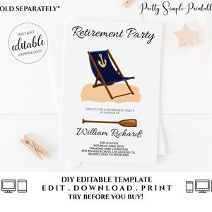 Nautical Retirement Invitation Editable, Retirement Party Invitations for Men, Man Instant Download Printable Template Digital orjl RET2 image 3