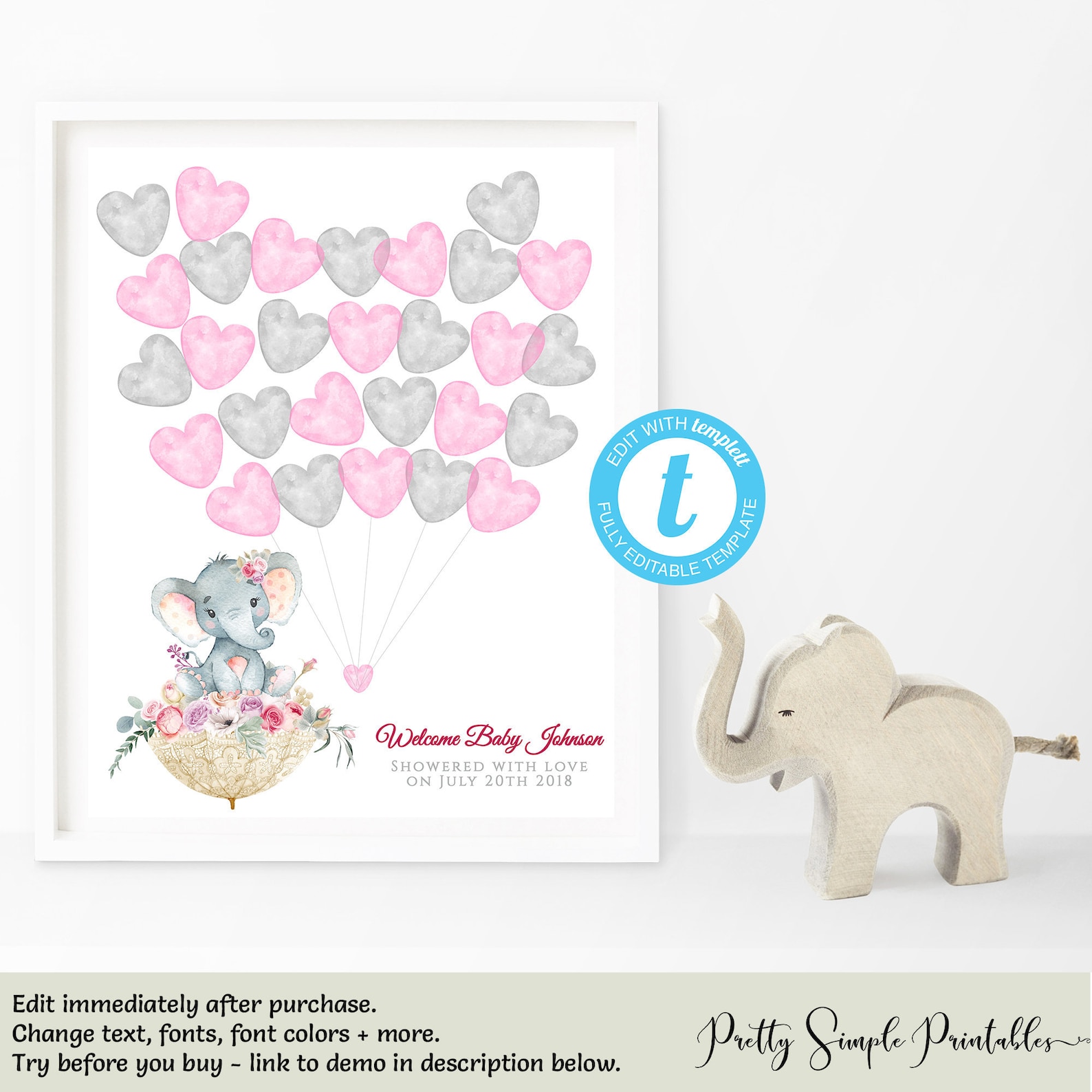 Elephant Baby Shower Guest Book Printable Guest Book - Etsy