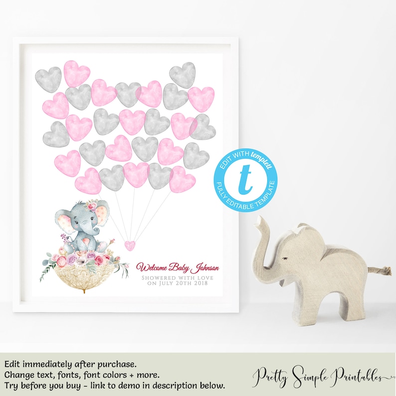 Elephant Baby Shower Guest Book Printable Guest Book Etsy Elephant Baby Shower Guest Book Printable Guest Book Etsy
