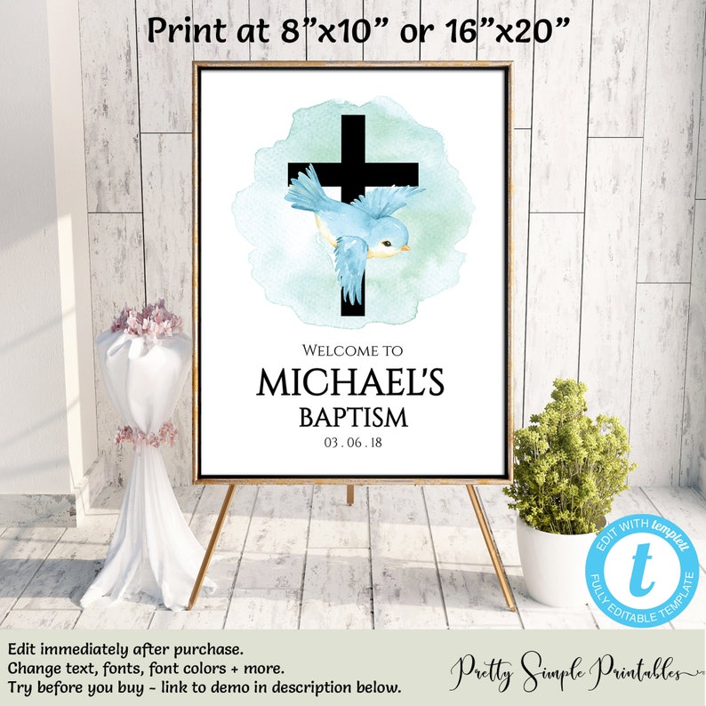 Baptism Sign Christening Poster Baptism Poster Etsy Canada