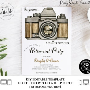 Retirement Celebration Invitation for Men Women, Invitation Template, Editable Invitation, Retirement Party Invites, Printable, Corjl RET8 image 3