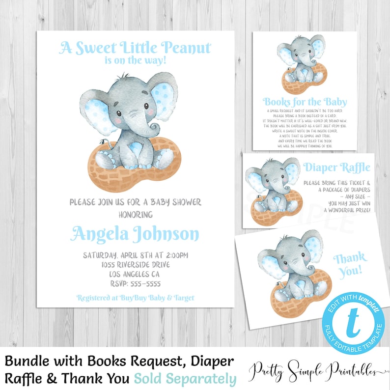 Predictions Boy Guess Baby/'s Birthday Blue Baby Due Date Calendar Due Date Game Editable Template Elephant Theme ELPB Elephant Calendar