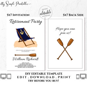 Nautical Retirement Invitation Editable, Retirement Party Invitations for Men, Man Instant Download Printable Template Digital orjl RET2 image 2