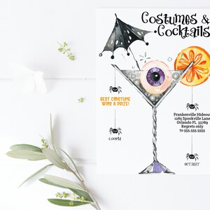 Halloween Invitation, Cocktails and Costumes Invitation Printable Boos and Booze Editable Halloween Costume Party Invite Adult Corjl HAL2 image 4