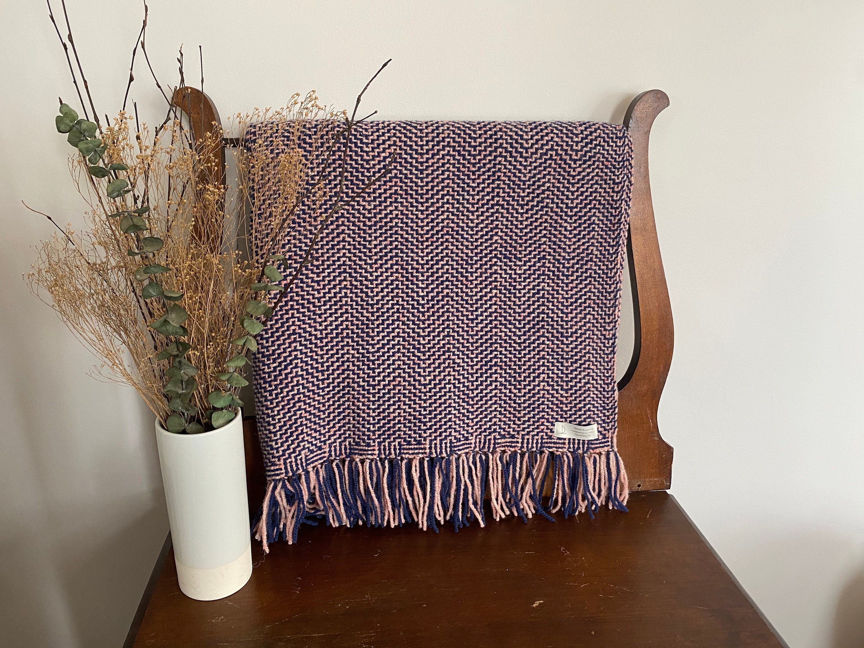 Handwoven throw blanket 100wool. Etsy