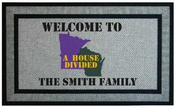 A House Divided Welcome Mat Door Mat Packers Vikings Minnesota Wisconsin Housewarming Nfl Football Purple Green