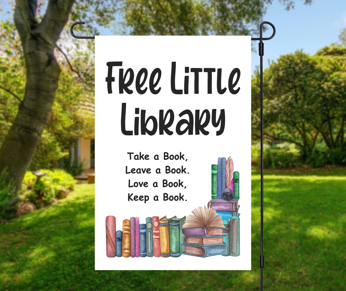 Free Little Library Yard Flag / Garden Flag / Books / Reading Etsy