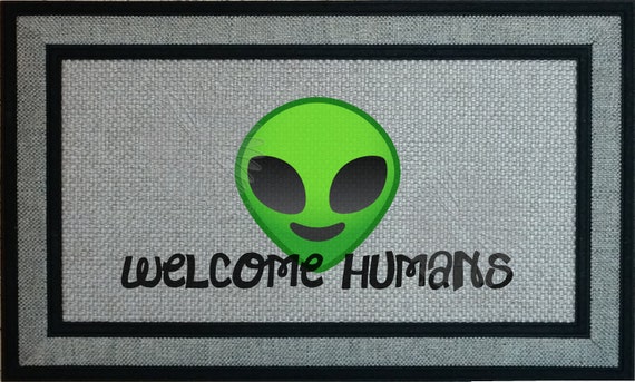 Welcome Humans Alien Welcome Mat Door Mat Welcome Mat Etsy